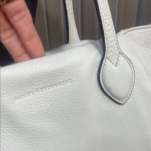 Aimee Kestenberg White Pebbled Leather Tote with Metallic Hardware - Picture 3 of 17